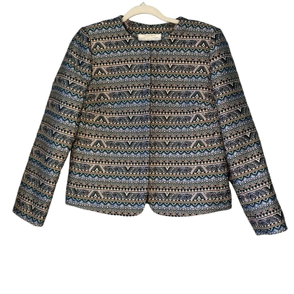 Tahari by Arthur S. Levine‎ abstract zigzag blazer jacket. EUC Size 8P